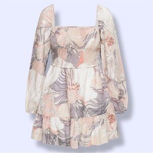 Aritzia Wilfred Tempest Linen Mini Dress in Sunfd Coral/Ardoise